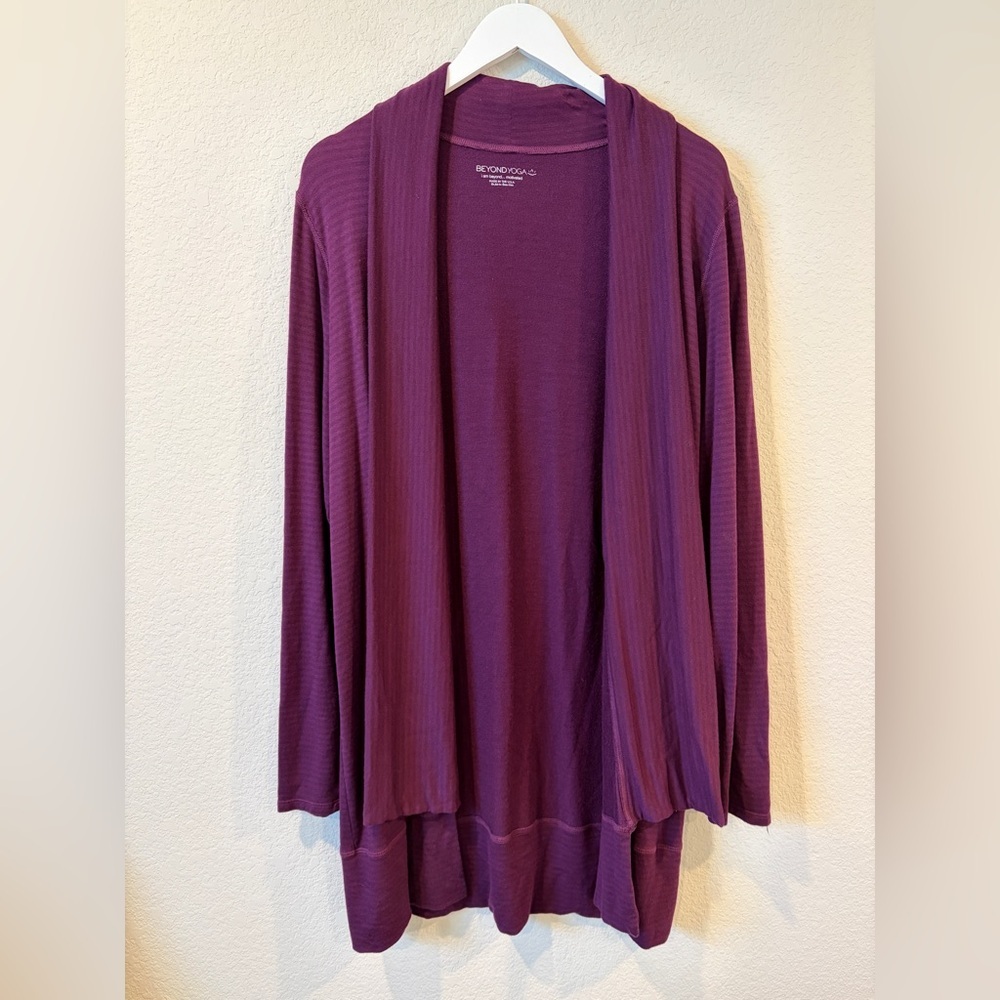 Beyond Yoga Women’s Purple Longline Open Front Cardigan - Large